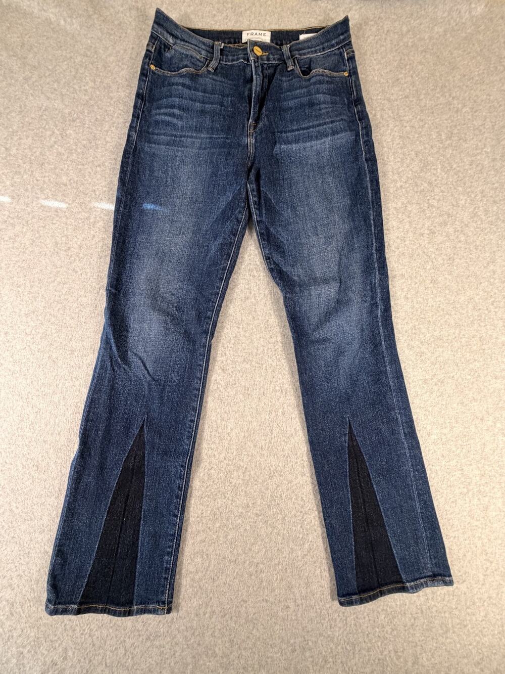 Frame Denim le High Straight Jeans in Dark Blue Size 29